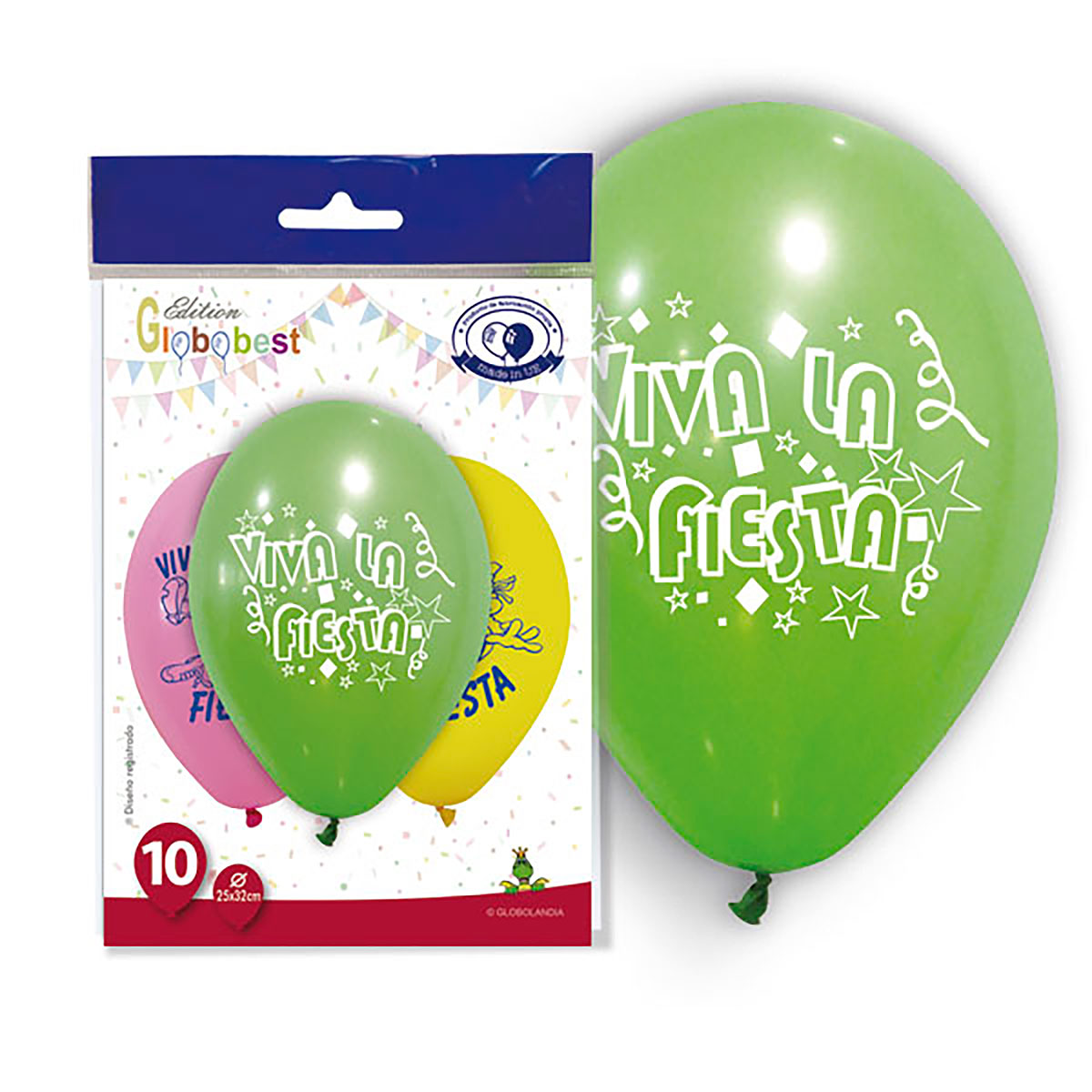 Globos látex 11" Viva la Fiesta Mix - Bolsa de 10