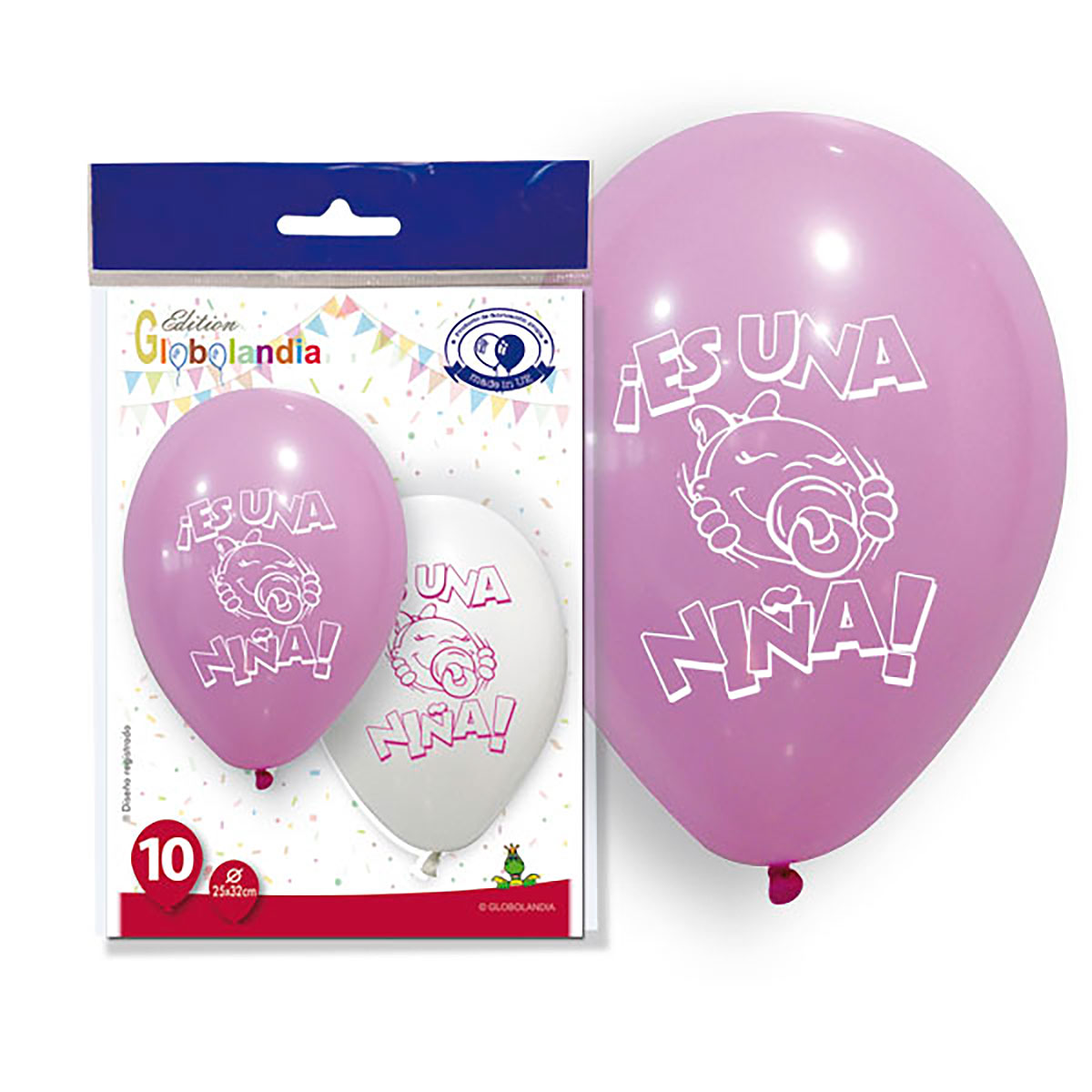 Globos impresos «¡Es una niña!» 11" pastel, bolsa de 10