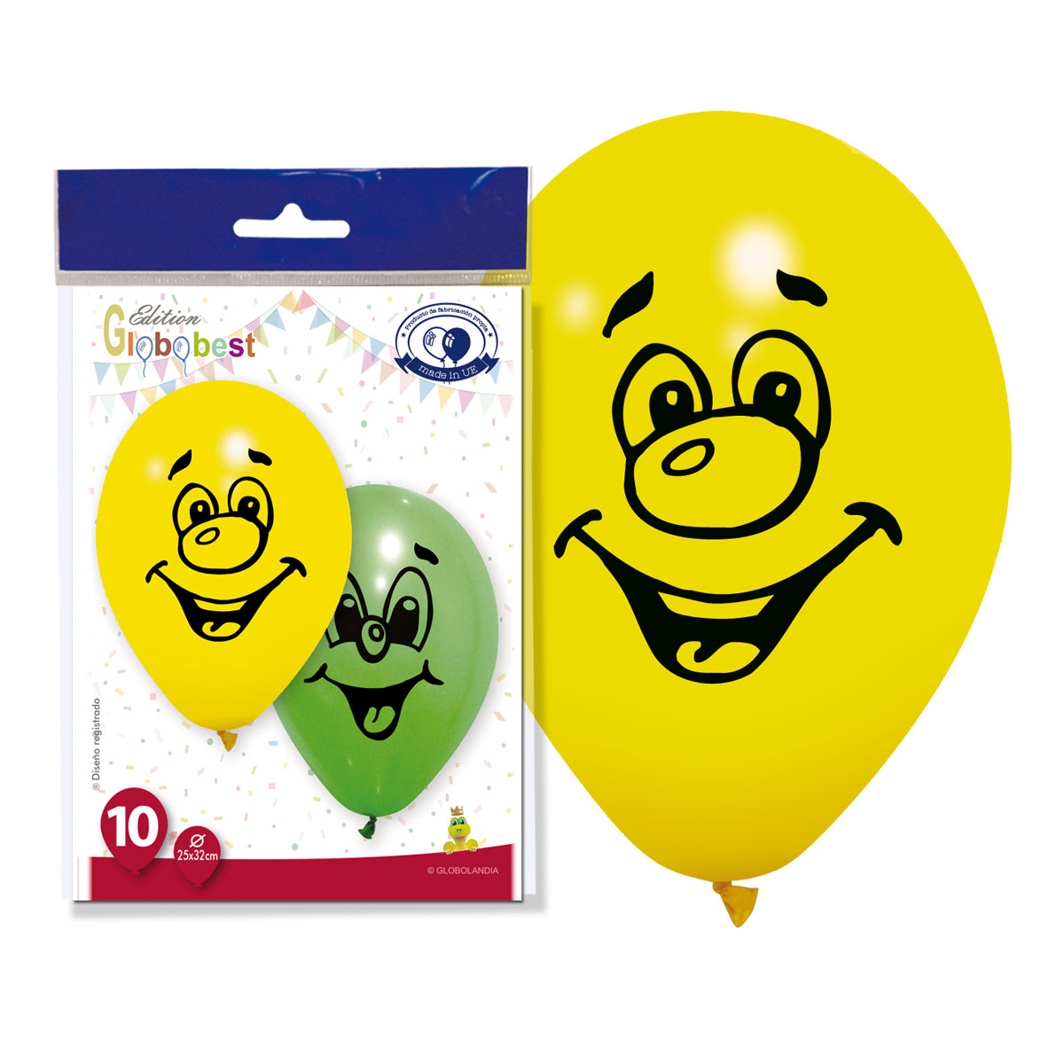 Globos Sonrisa impresos pastel colores surtidos 11" - Bolsa 10 unidades