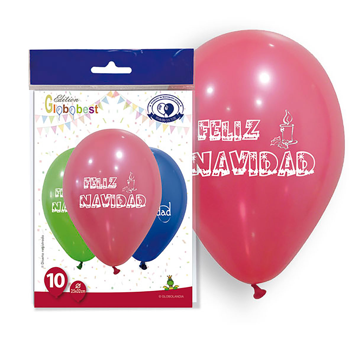 Globos «Feliz Navidad» 11" surtidos - Bolsa de 10