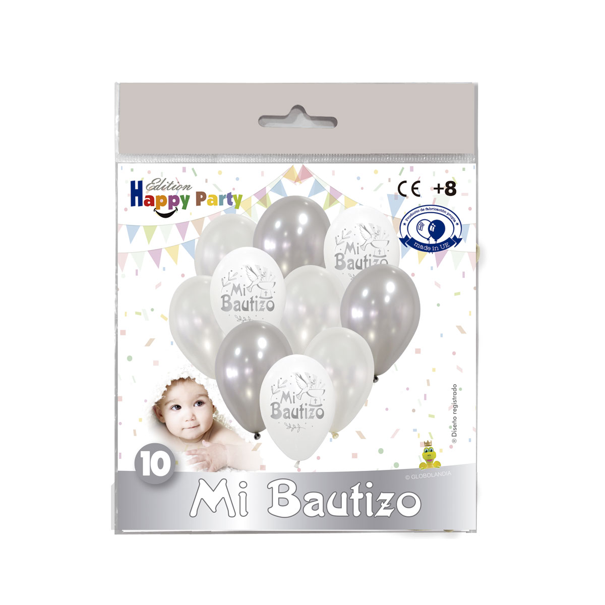 Conjunto decoración Mi Bautizo plata – Bolsa 10 globos 11"