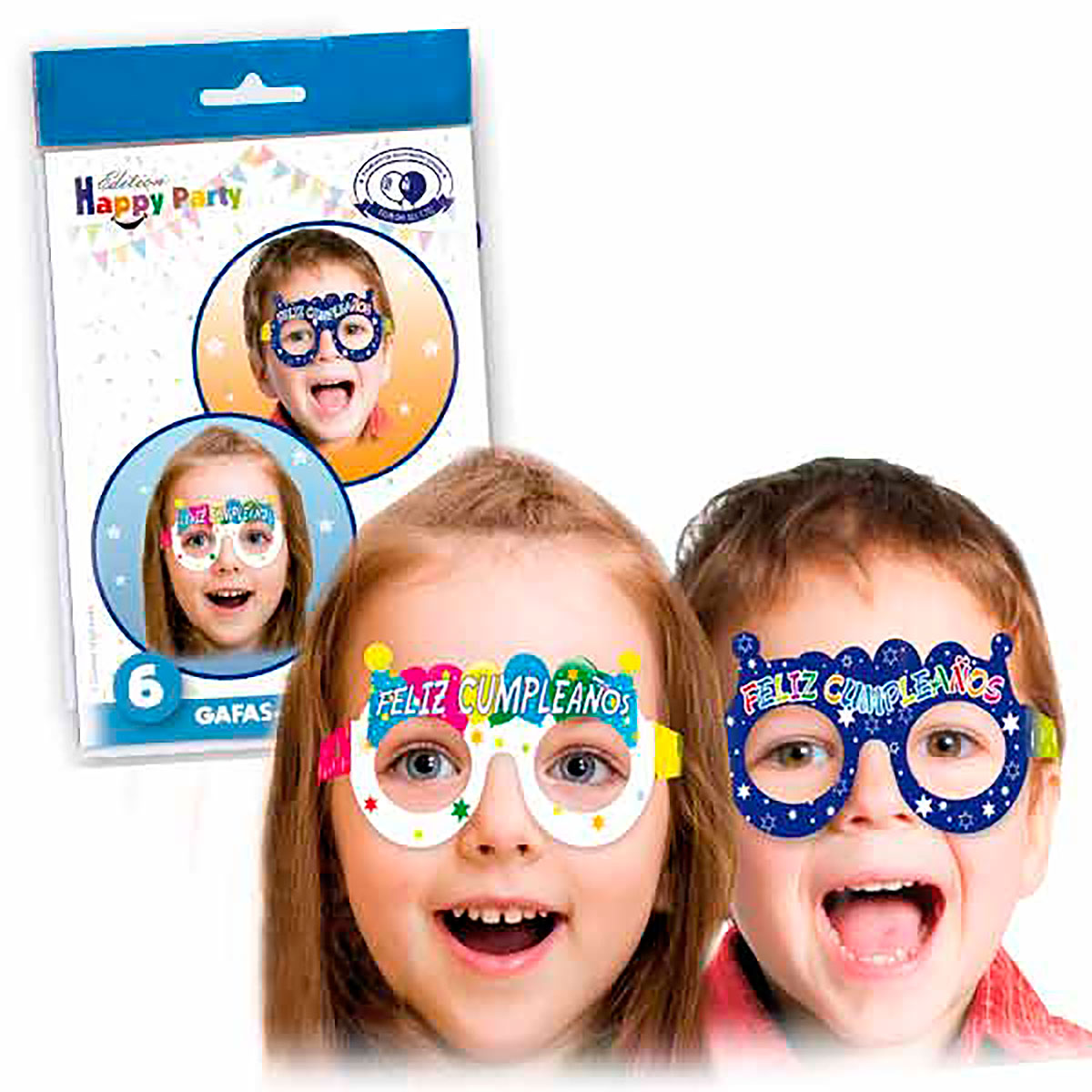 Bolsa 6 Gafas Infantiles Feliz Cumpleaños Mix