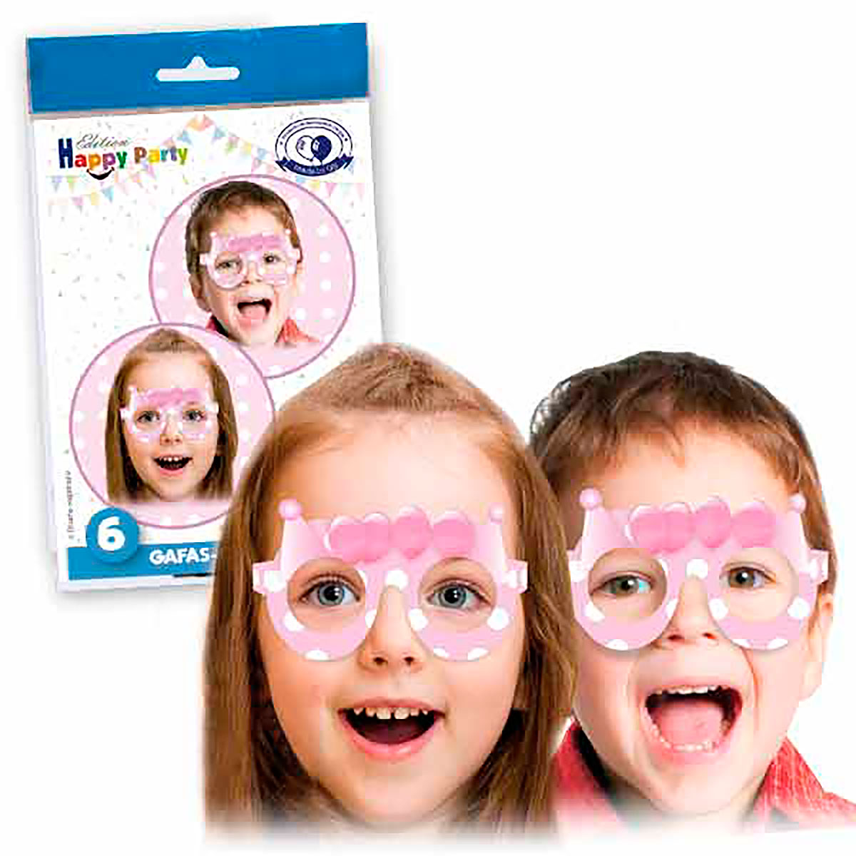 Gafas infantiles de topos rosas – bolsa de 6 unidades