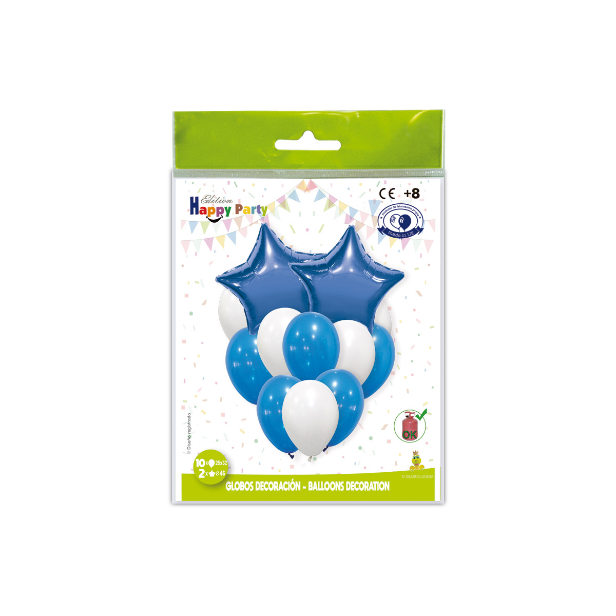Conjunto de globos estrella azul y blanco 46 cm