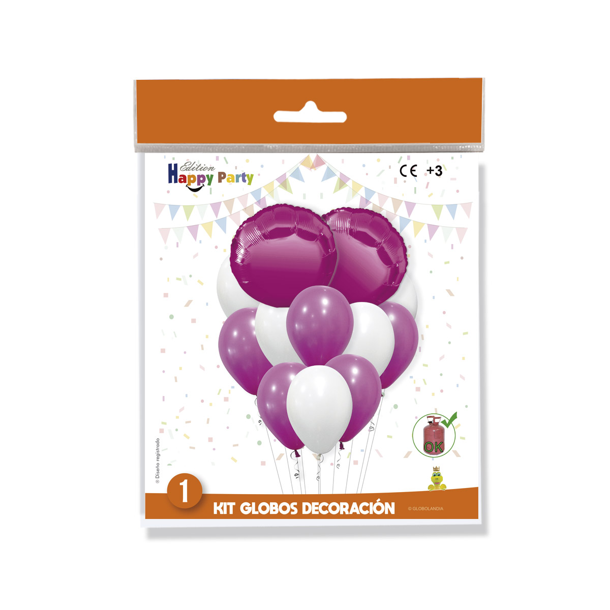Kit globos decoración poliamida redonda rosa y látex rosa-blanco 46 cm