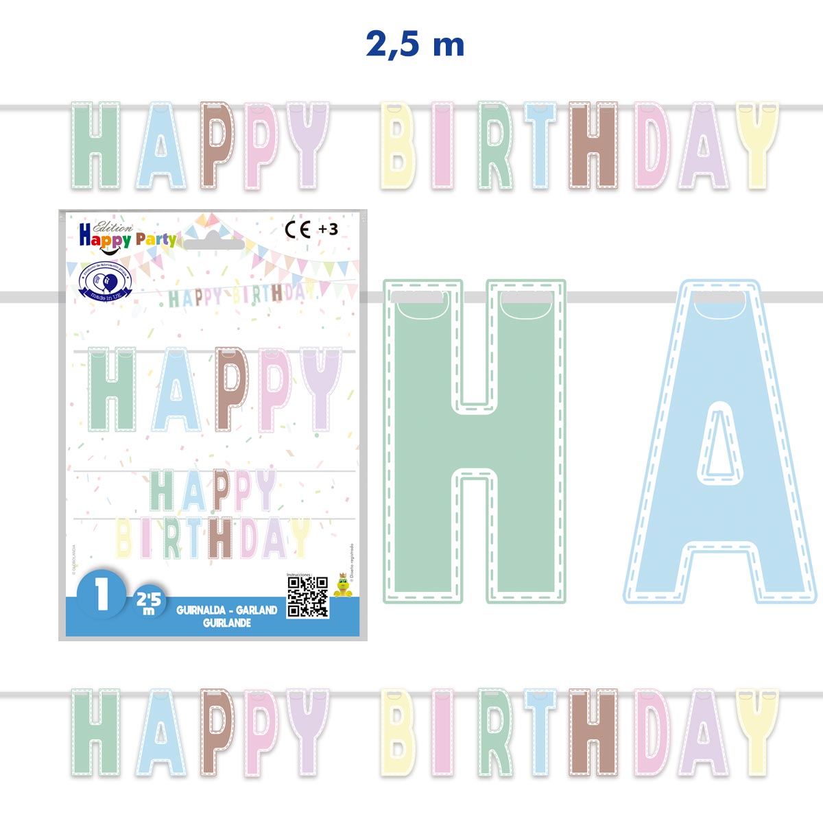Guirnalda Happy Birthday Macarons 2,5 m