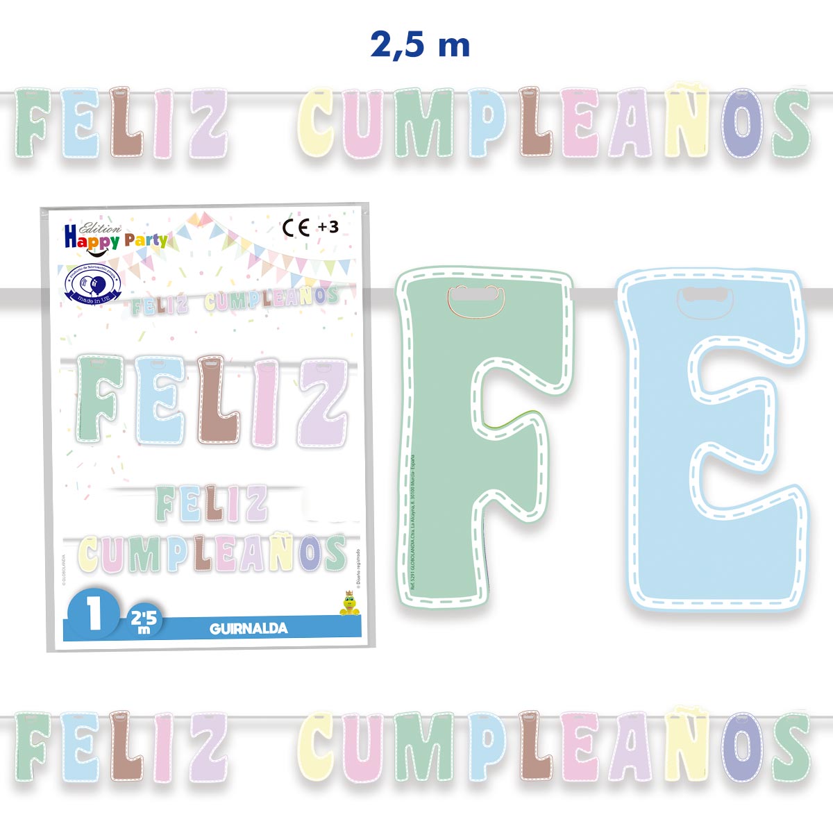 Guirnalda Feliz Cumpleaños Macarons 2,5 m