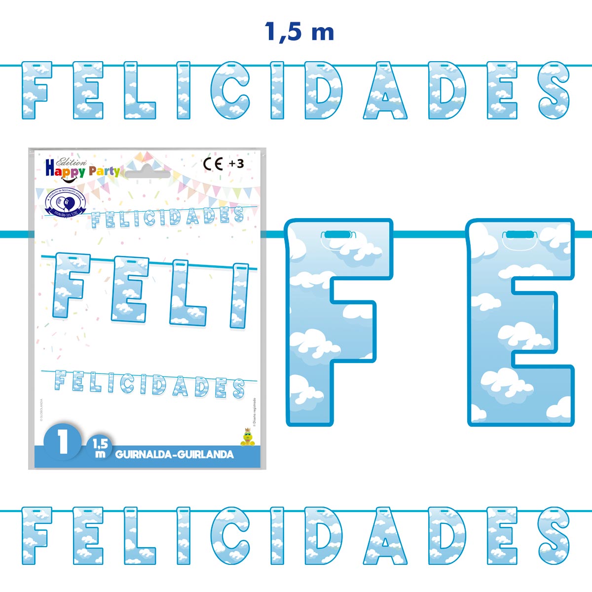 Guirnalda Felicidades Nubes 1,5 m