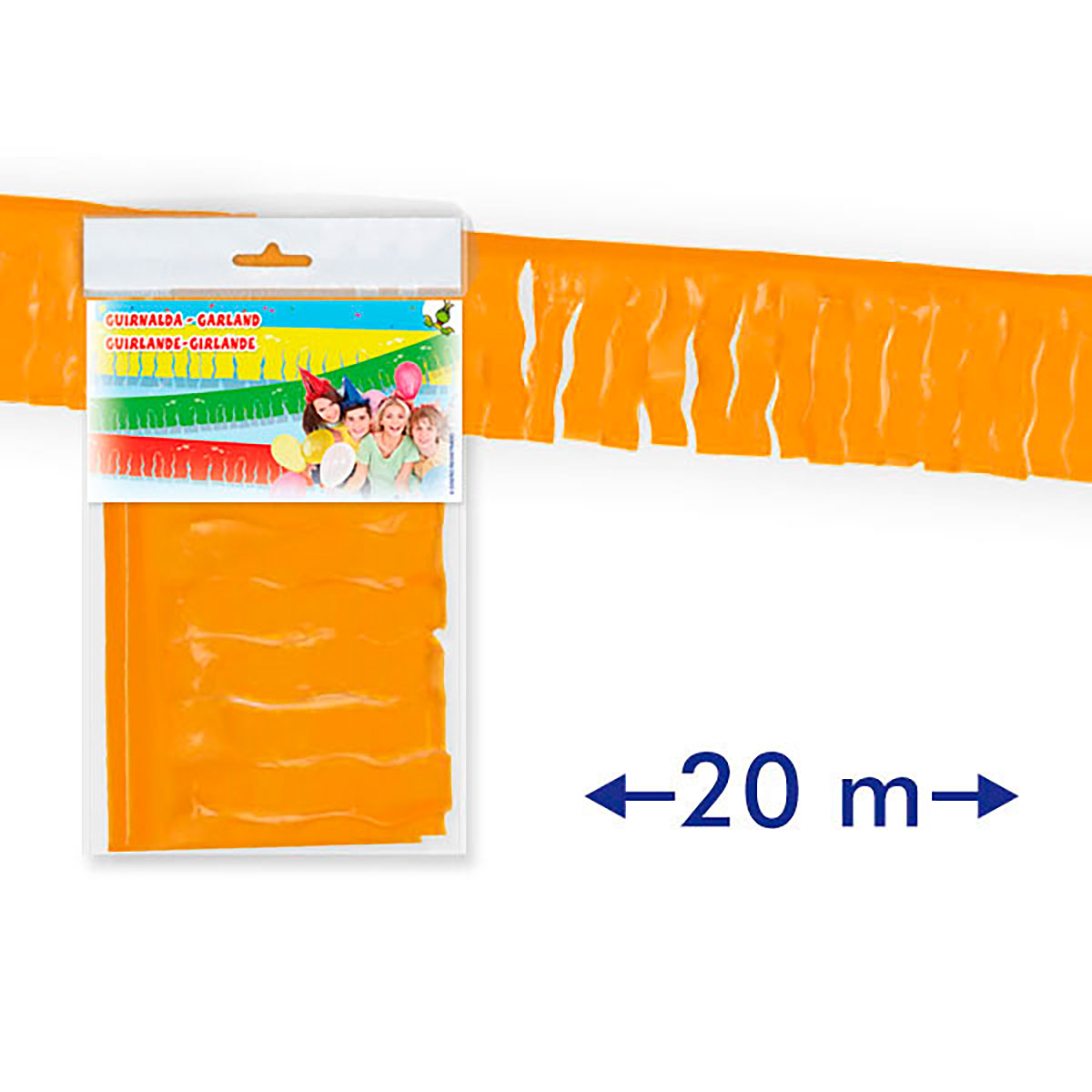 Guirnalda de flecos de plástico naranja 20 m