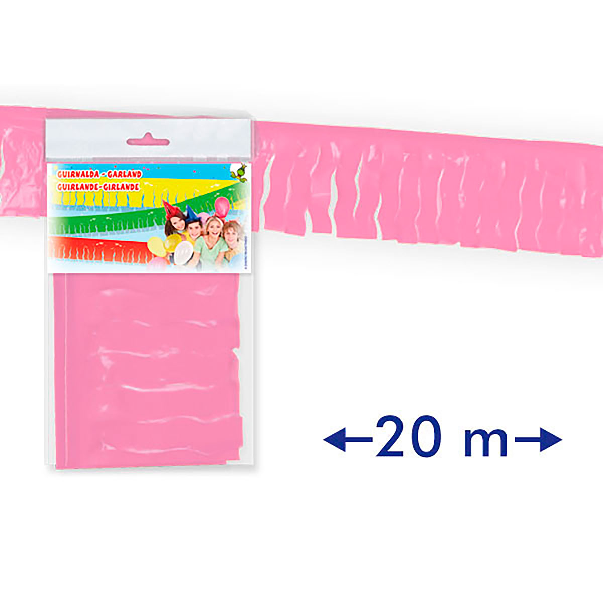 Guirnalda de flecos de plástico rosa 20 m
