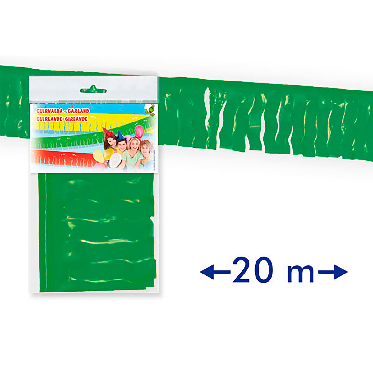 Guirnalda de flecos de plástico verde 20 m