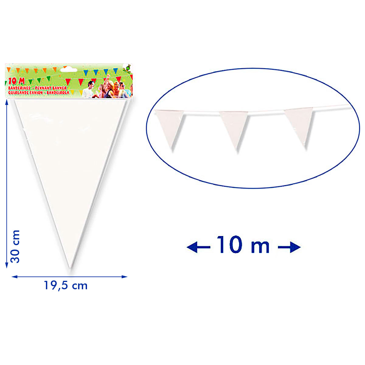 Guirnalda de banderines triangulares de plástico 10 m Mix