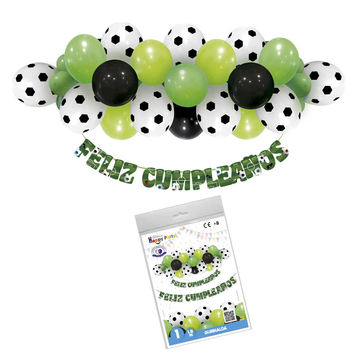Guirnalda de cumpleaños fútbol con globos mix