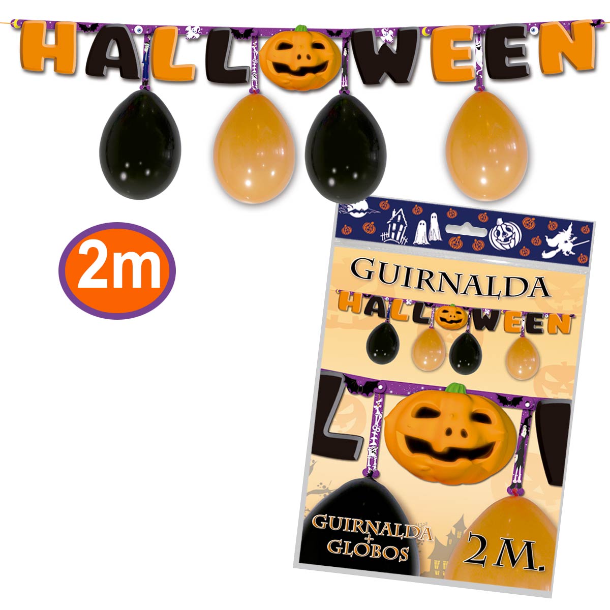 Guirnalda Cartel Letras Halloween con Globos