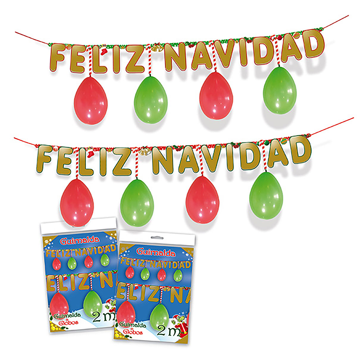 Guirnalda Feliz Navidad con globos