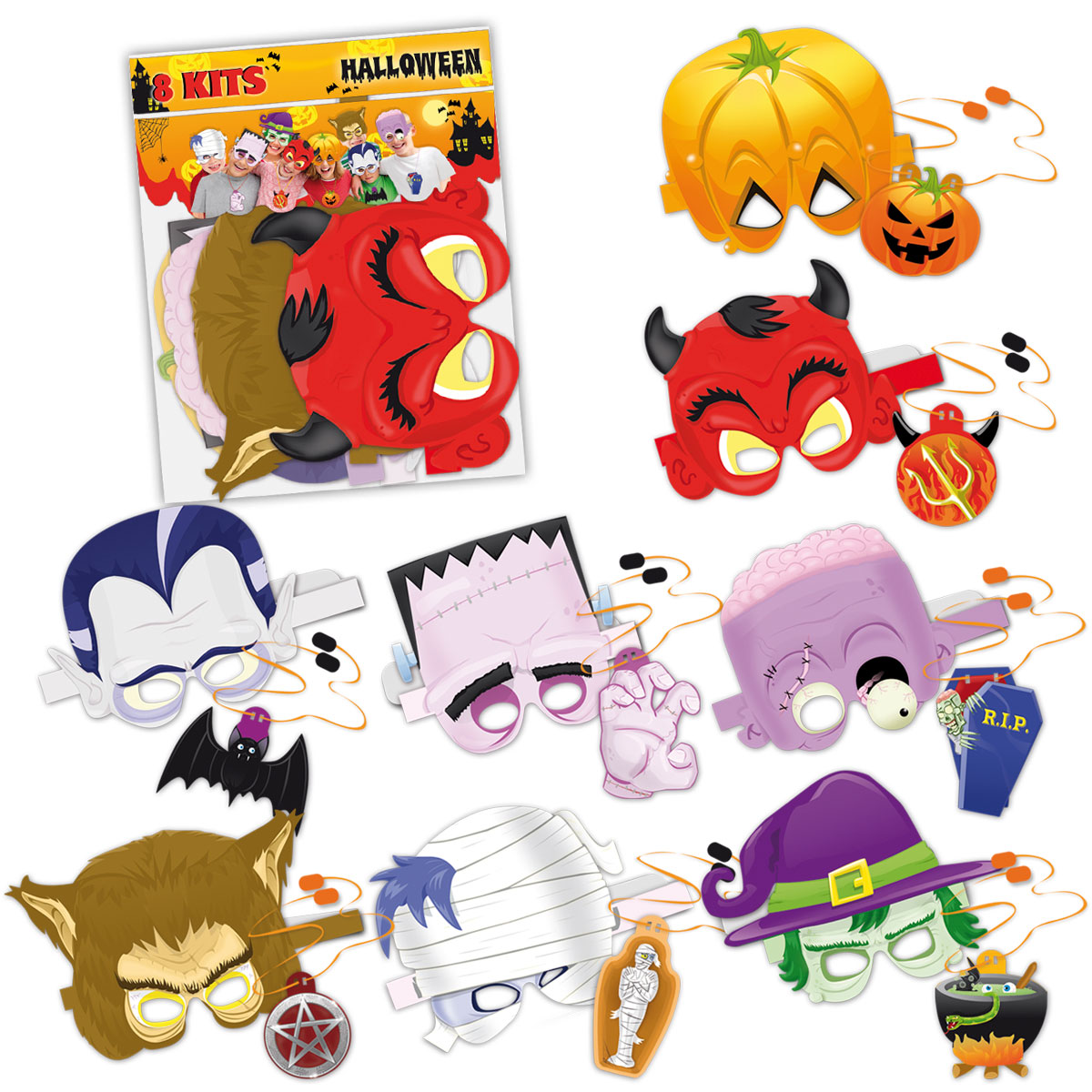 Careteas de Halloween surtidas, pack de 8