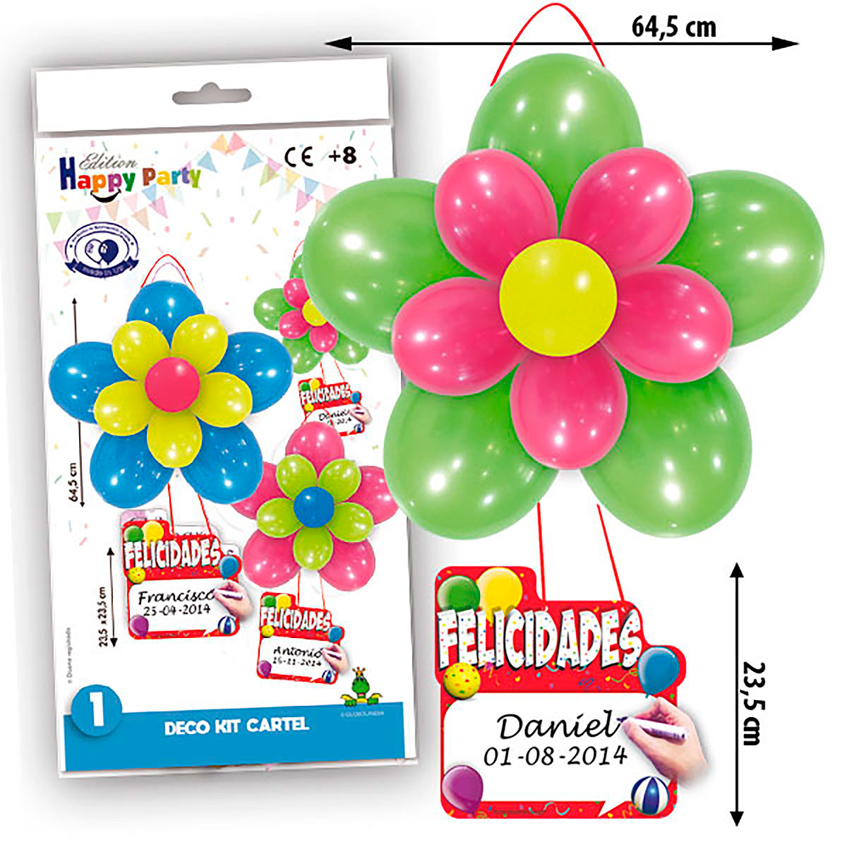 Kit Decorativo Cartel Felicidades con Flor de Globos