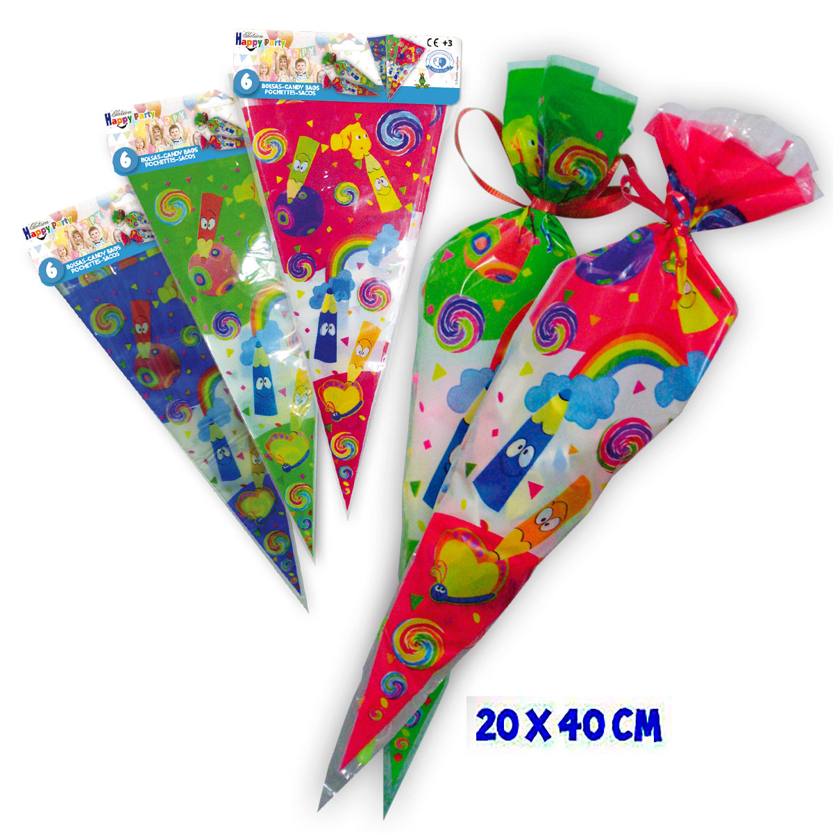 Bolsas Cucurucho para Chuches Happy Party