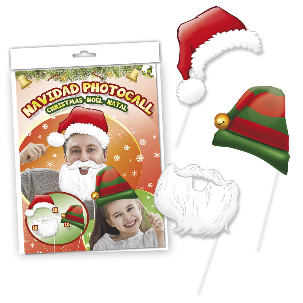 Photocall de Navidad con accesorios en palo