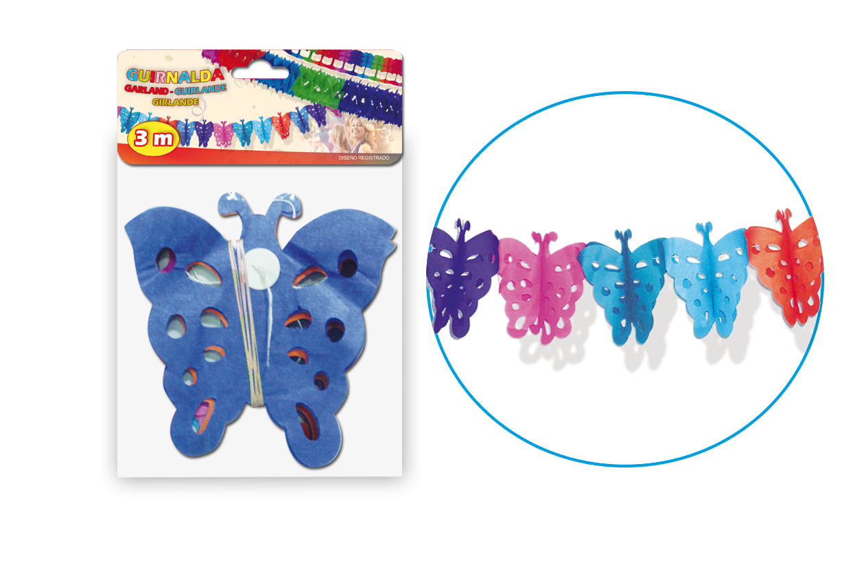 Guirnalda de Papel Mariposas Multicolor