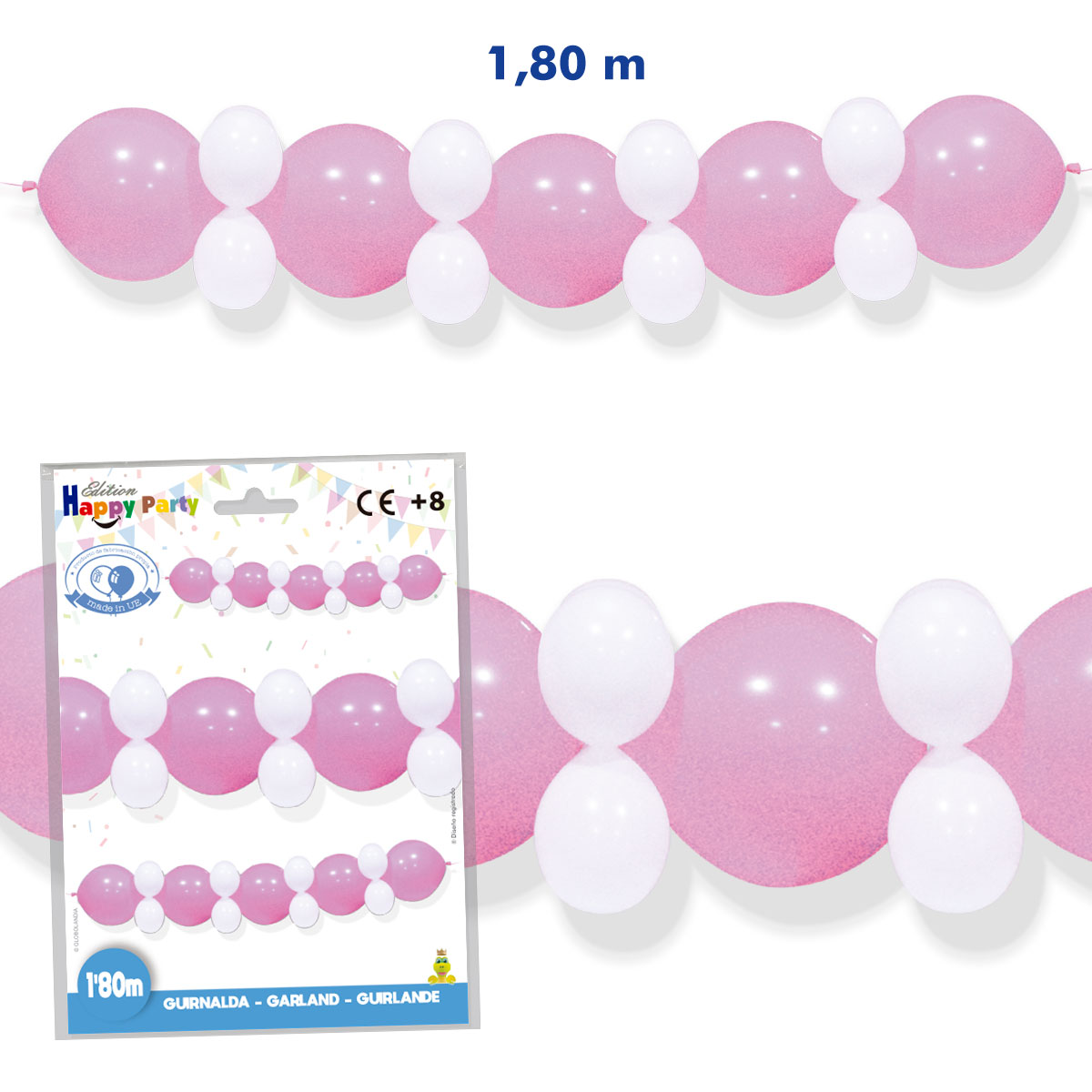 Guirnalda Rosa y Blanco para Niña
