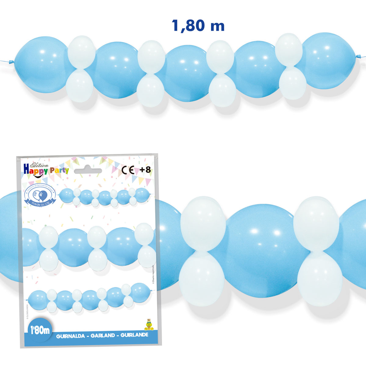 Guirnalda Azul y Blanca de Globos para Niño