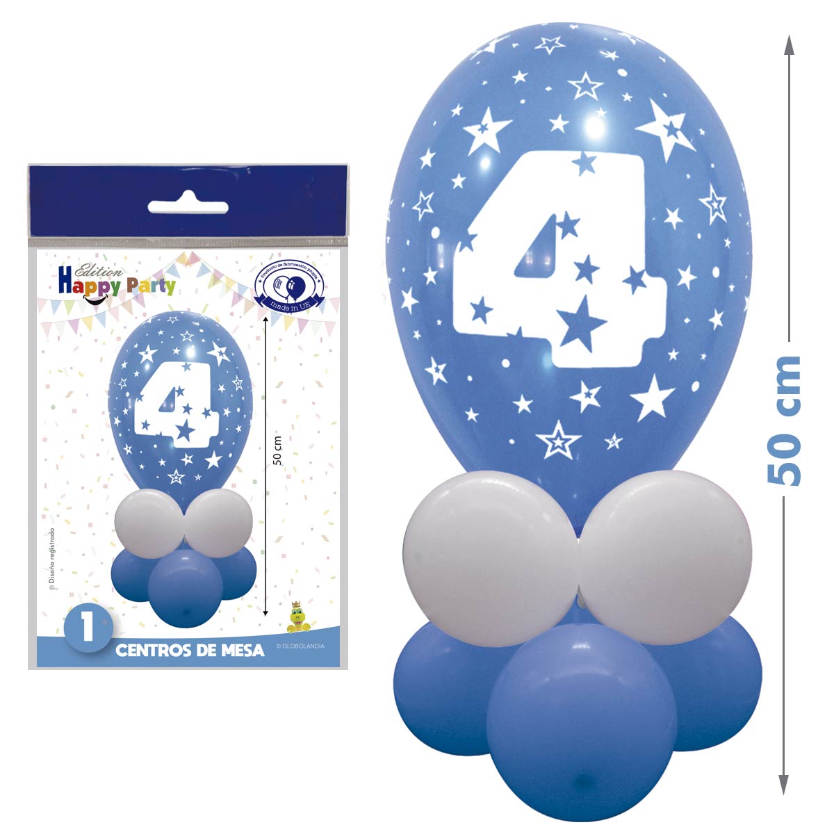 Number 4 Blue and White Table Centerpiece Kit