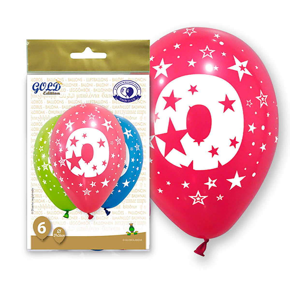 Globos impresos Gold Edition números del 0 al 9