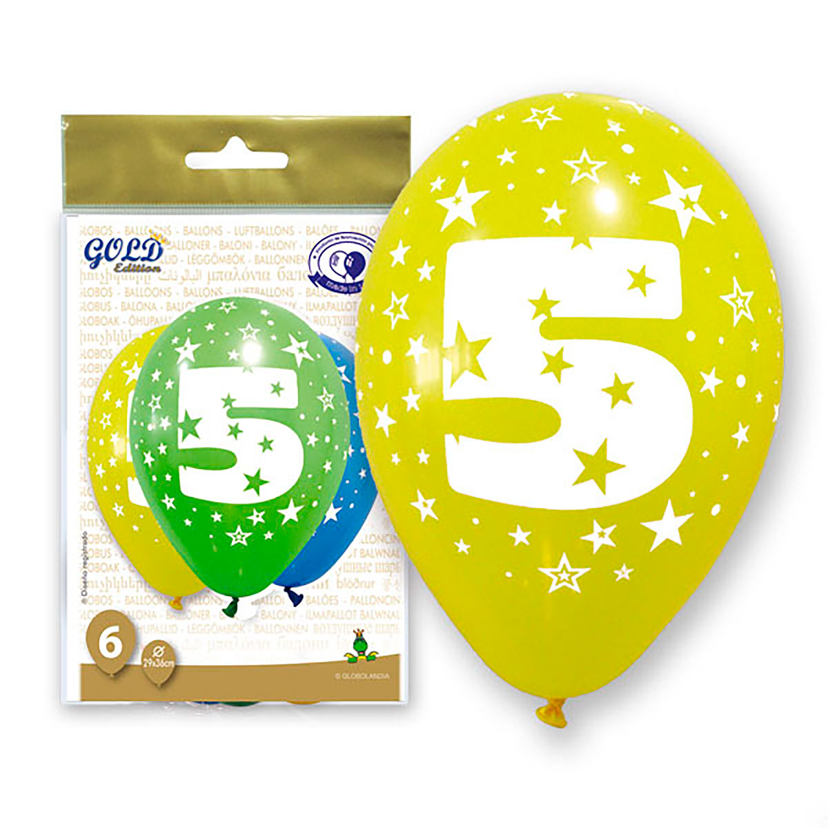 Globos número 5 Gold Edition, 12 pulgadas, colores surtidos