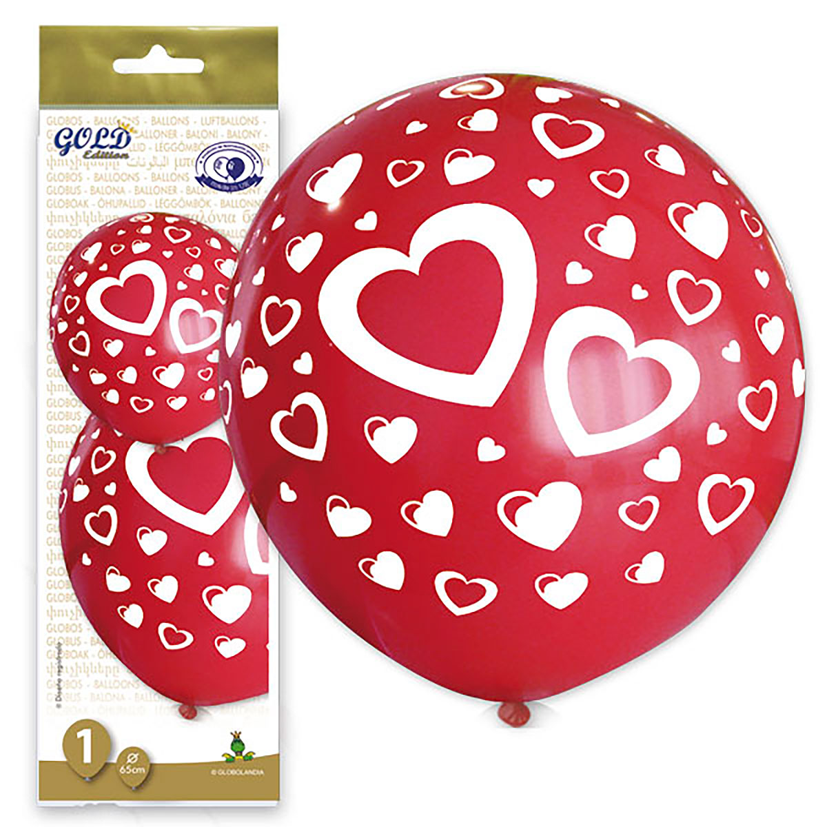 Globo gigante corazones rojo y blanco
