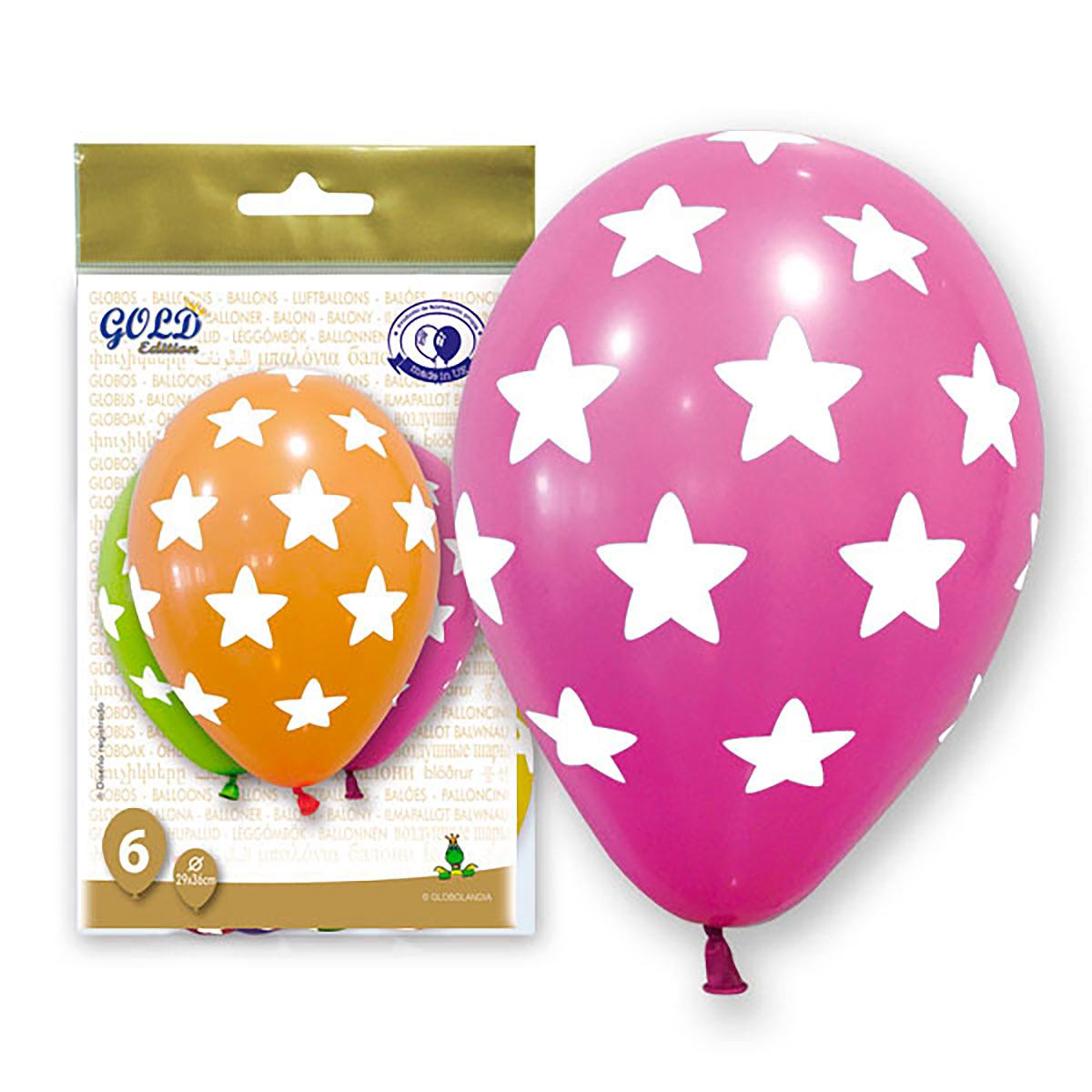 Globos Estrellas Grandes Gold Edition 12" Mix de Colores