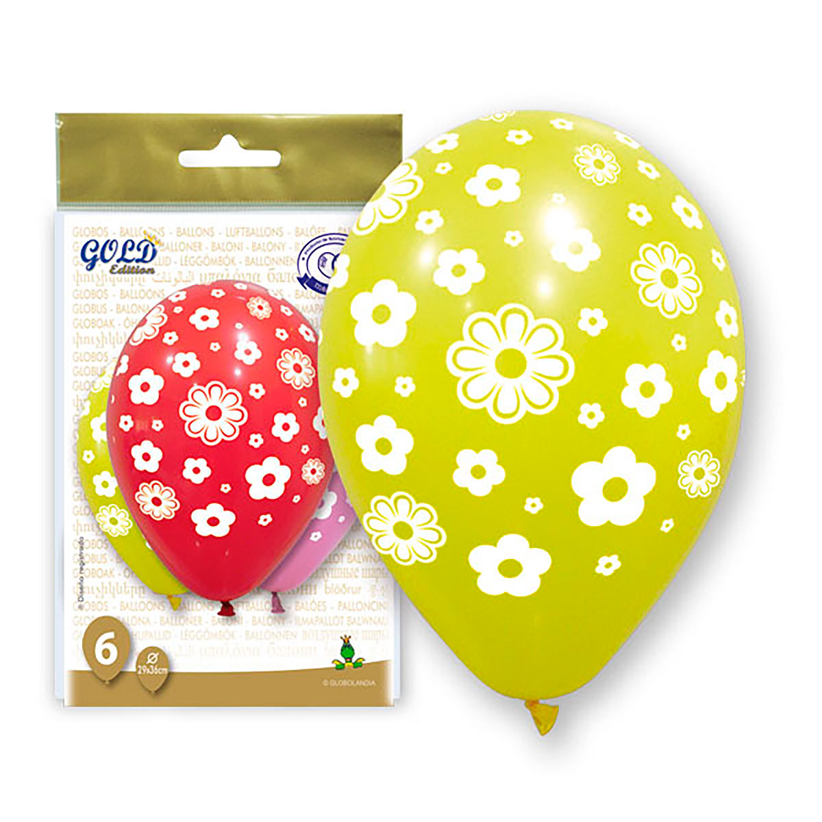 Globos Impresos Flores 12" Gold Edition