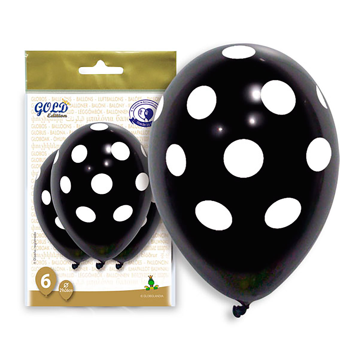 Globos negros con puntos blancos GOLD