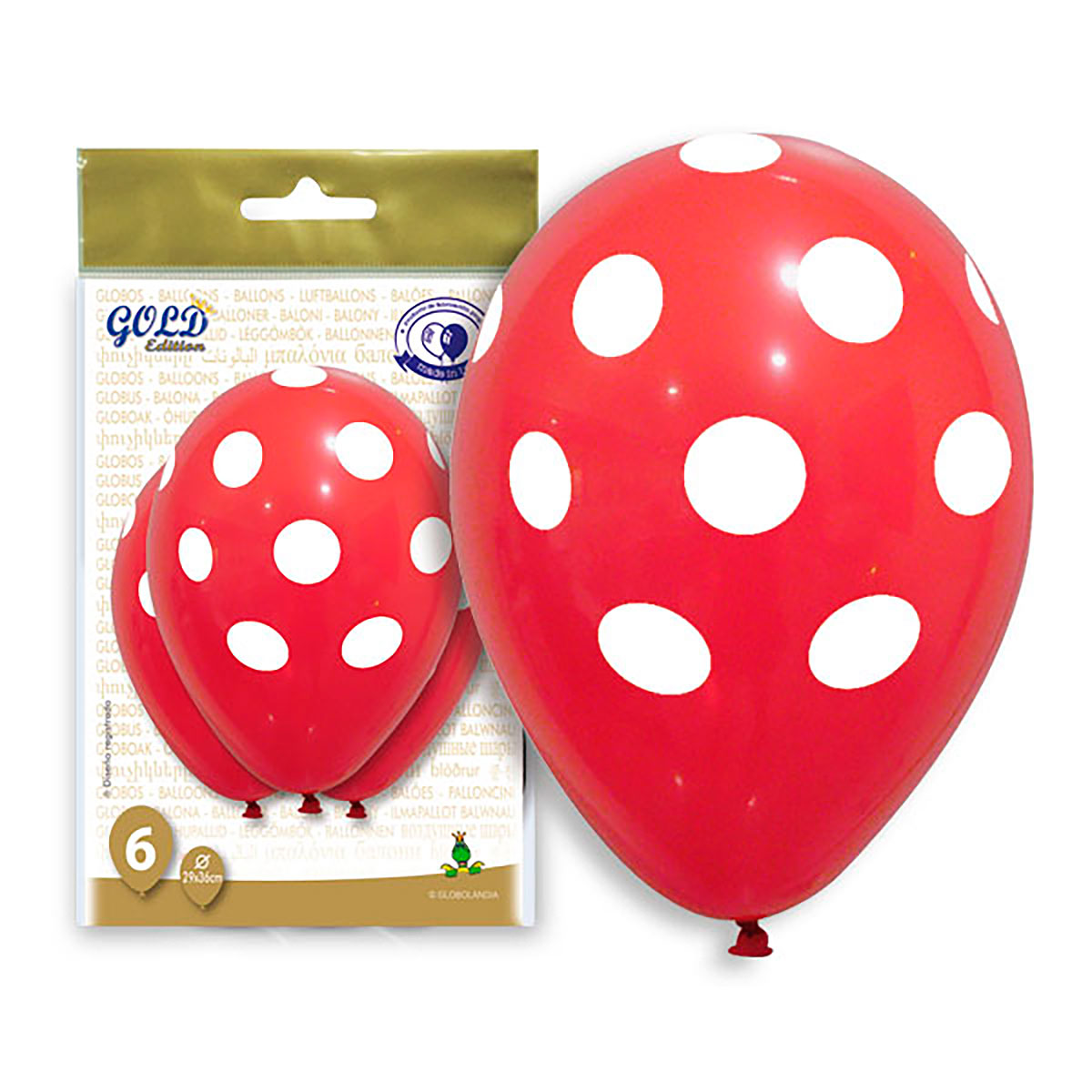 Globos rojo oscuro con puntos blancos, 12 pulgadas