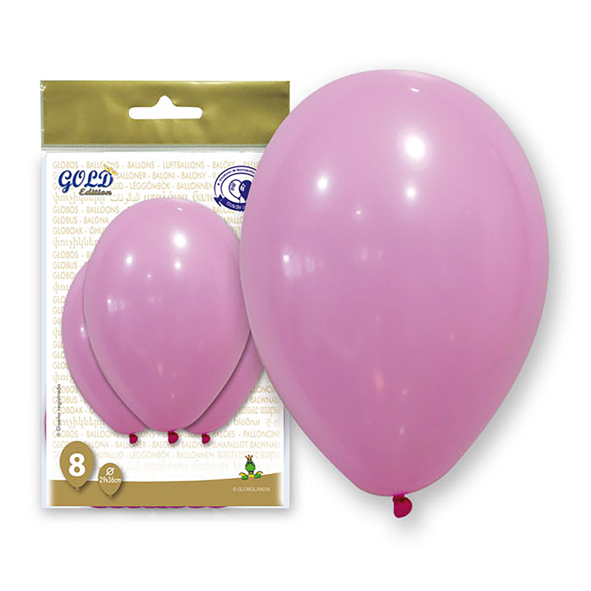 Globos Rosa Liso Gold Edition 12” (bolsa de 8 uds)
