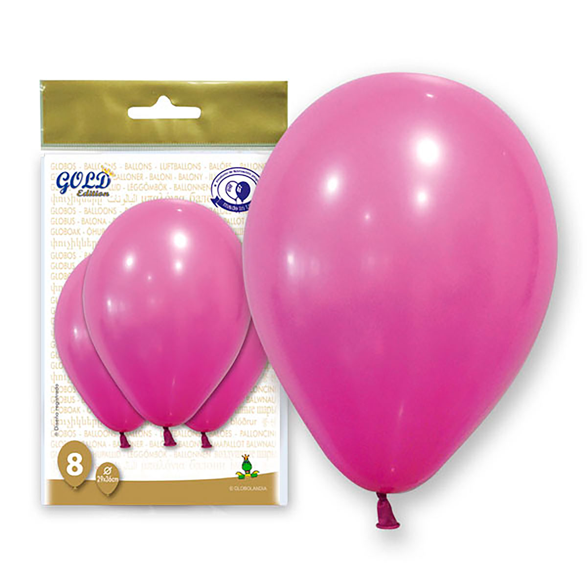 Bolsa 8 Globos Gold Fucsia 12" Látex