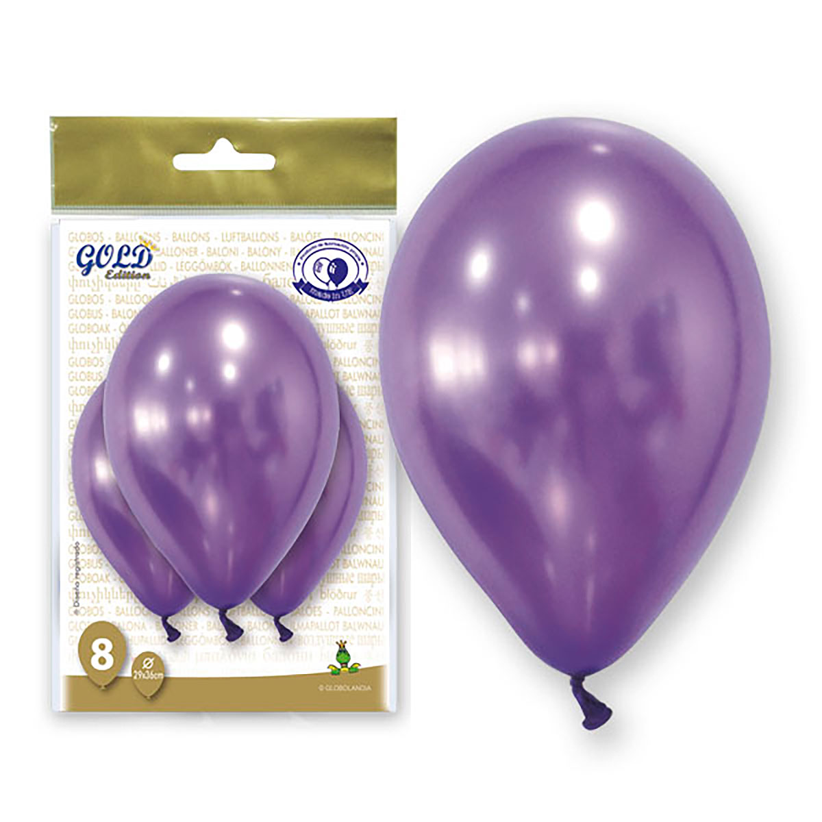 Globos Metalizados Lila 12" Gold Edition (8 uds)