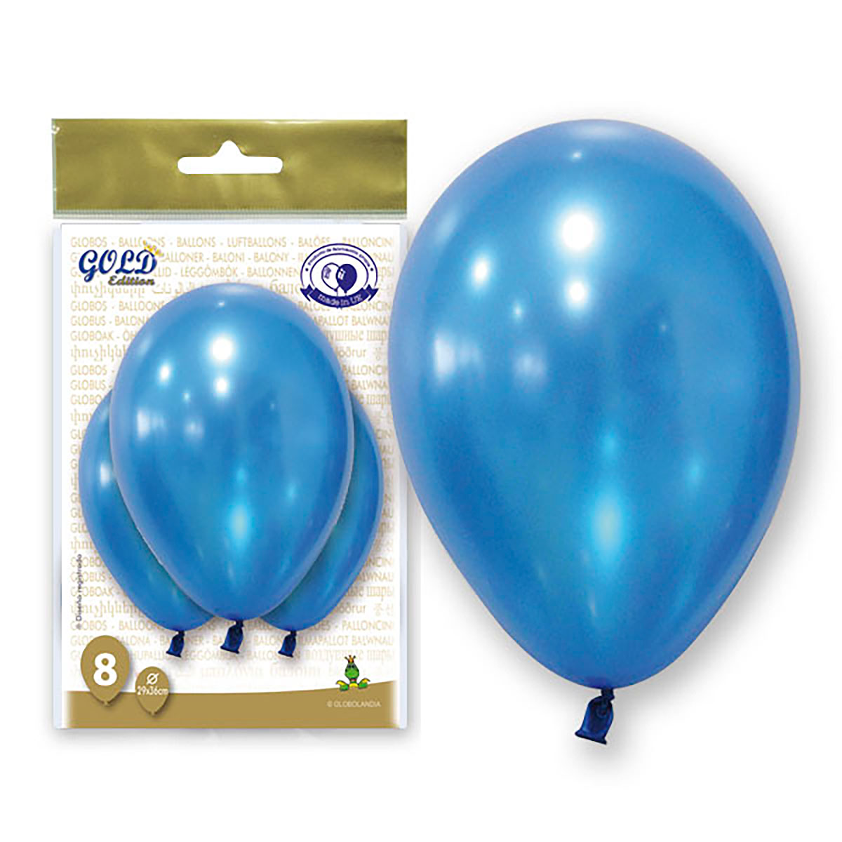 Globos Metalizados Azul 12" Gold Edition