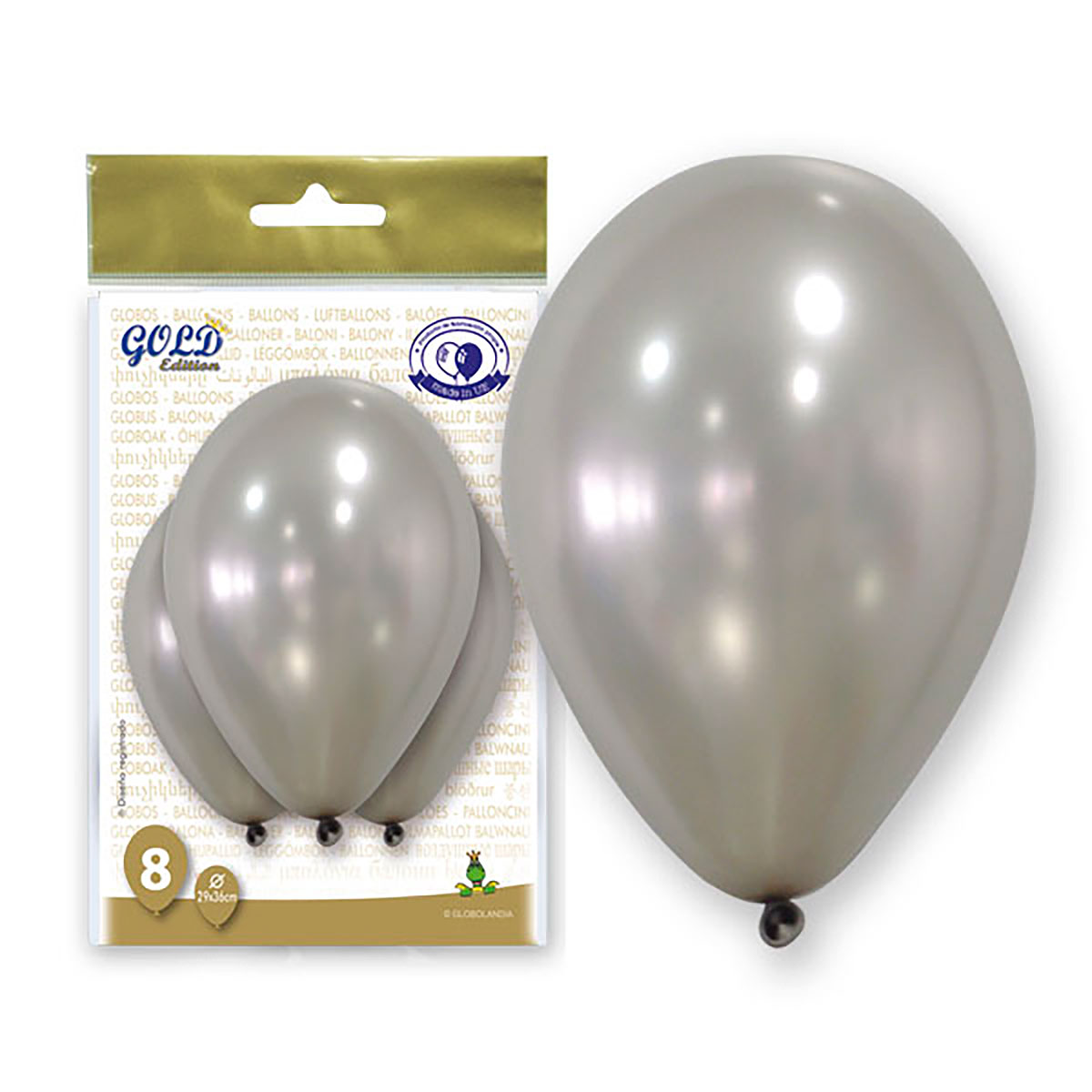 Globos metalizados plata 12" Gold Edition