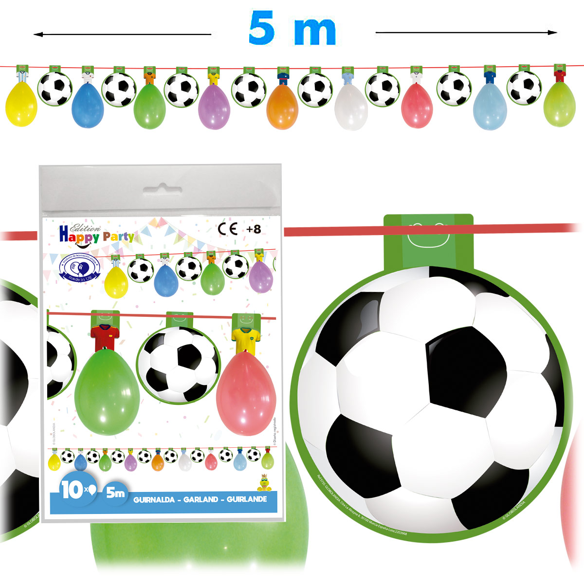 Guirnalda con Globos de Fútbol