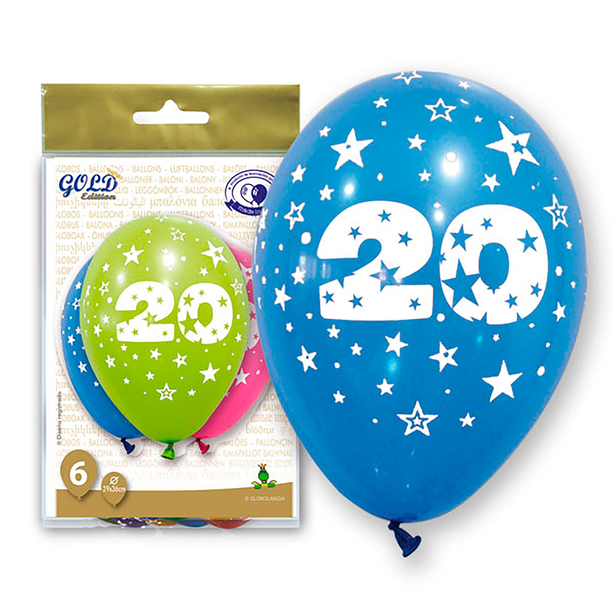 Globos Número 20 Gold Edition Mix Colores