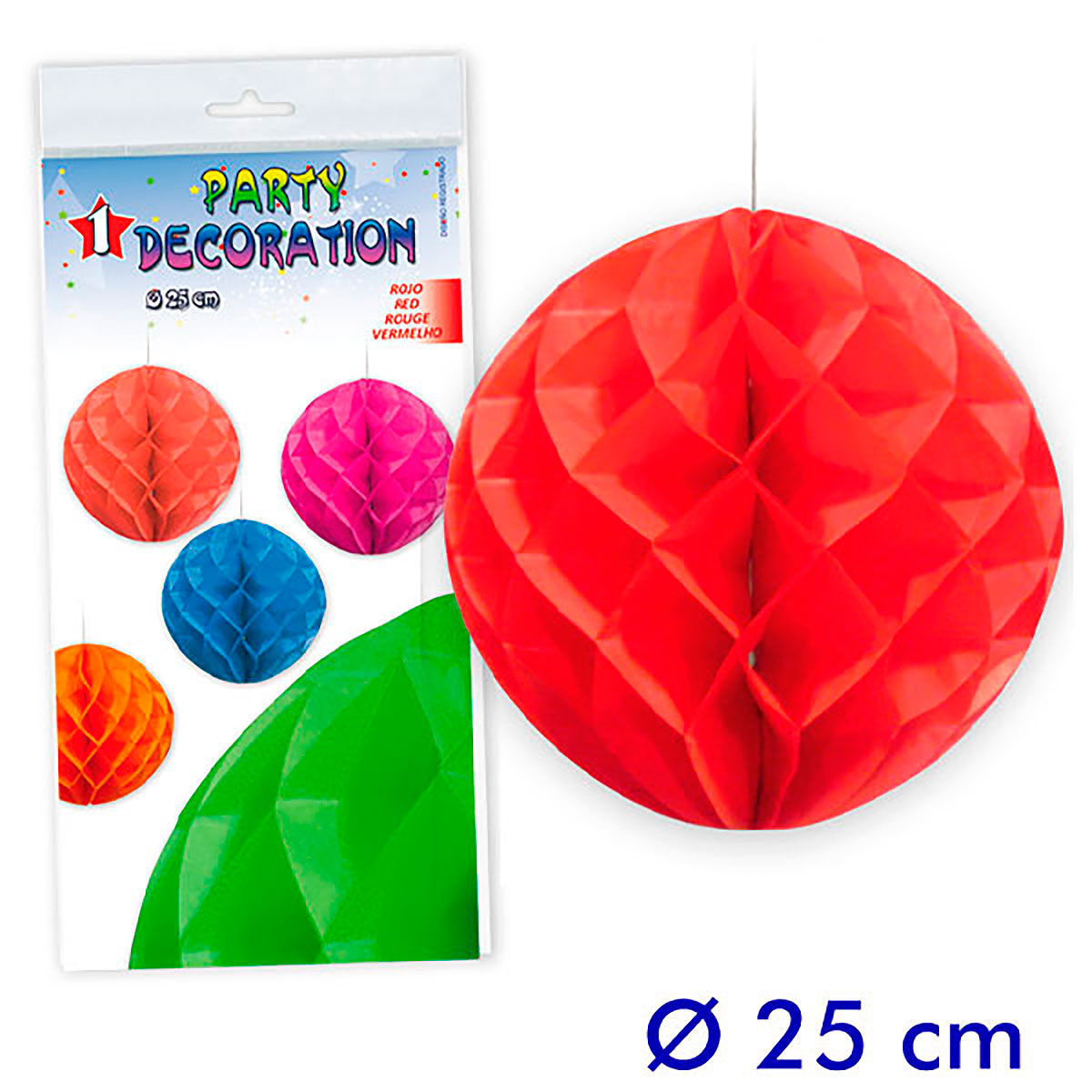Bola Nido de Abeja Roja 25 cm