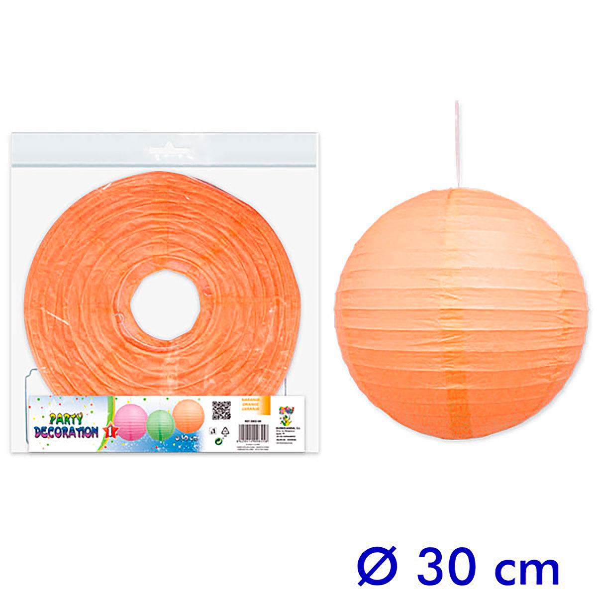 Farol de papel naranja 30 cm