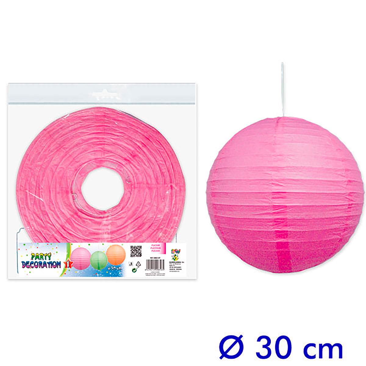 Farolillo de papel fucsia 30 cm