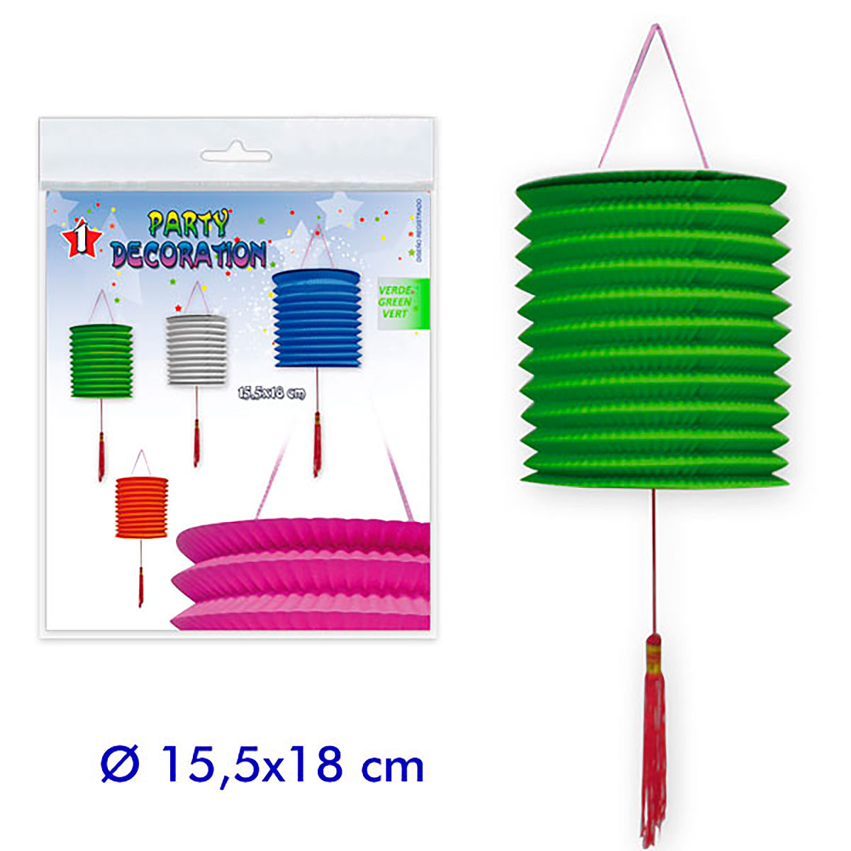 Farolillo de Papel Verde Acordeón