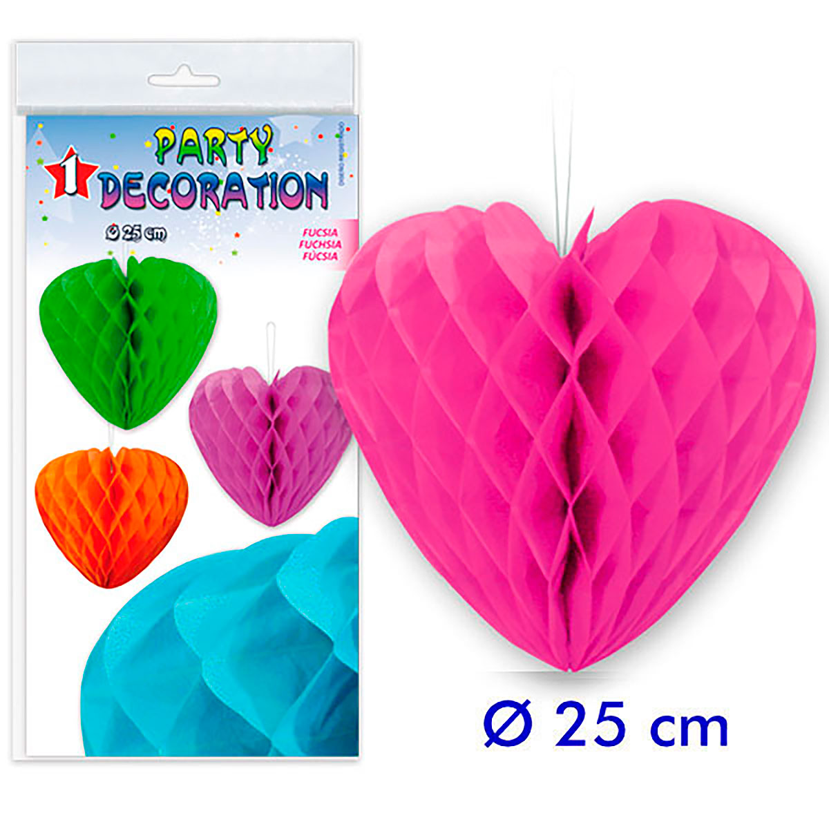 Corazón de Panal Fucsia 25 cm