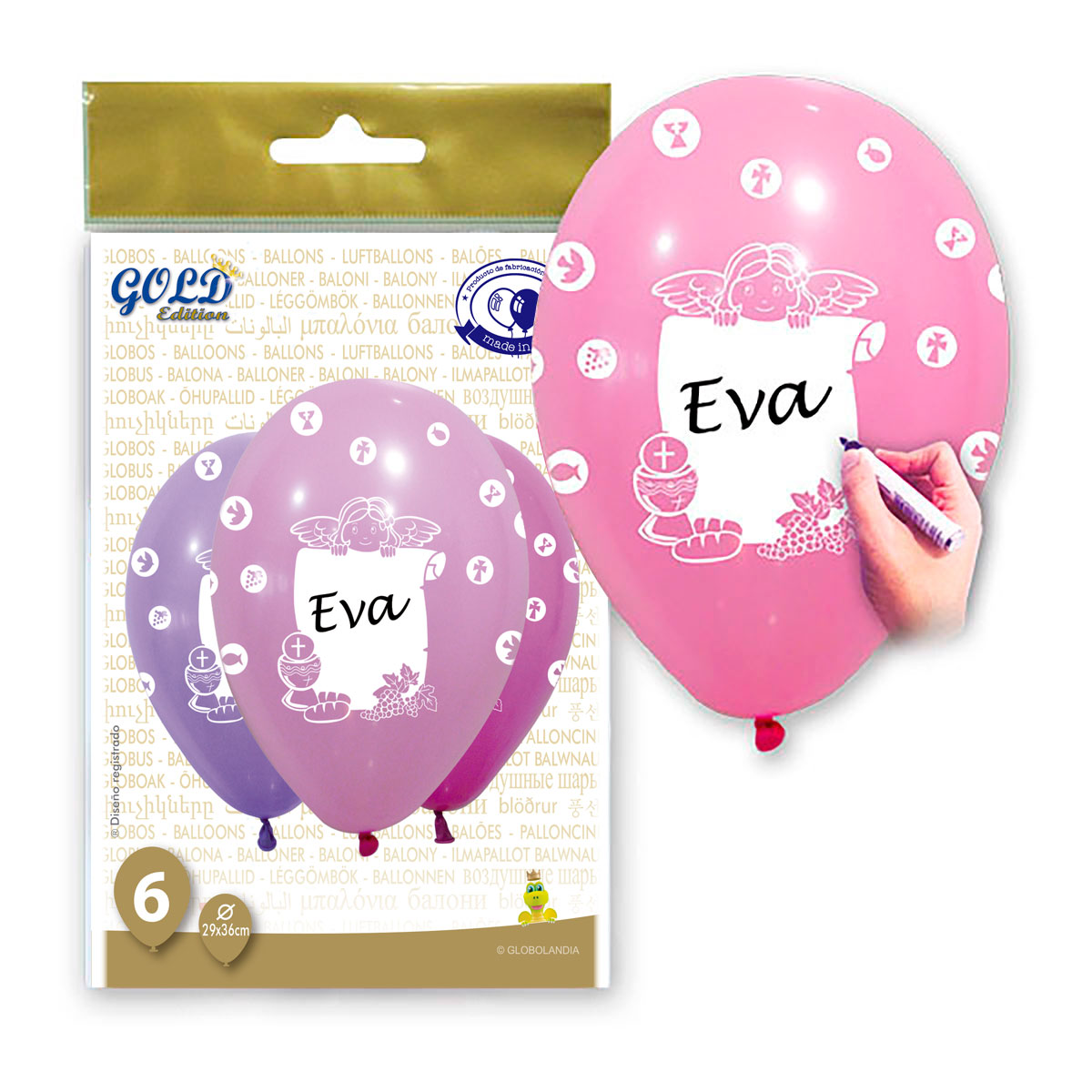 Globos Comunión Niña para Personalizar con Rotulador