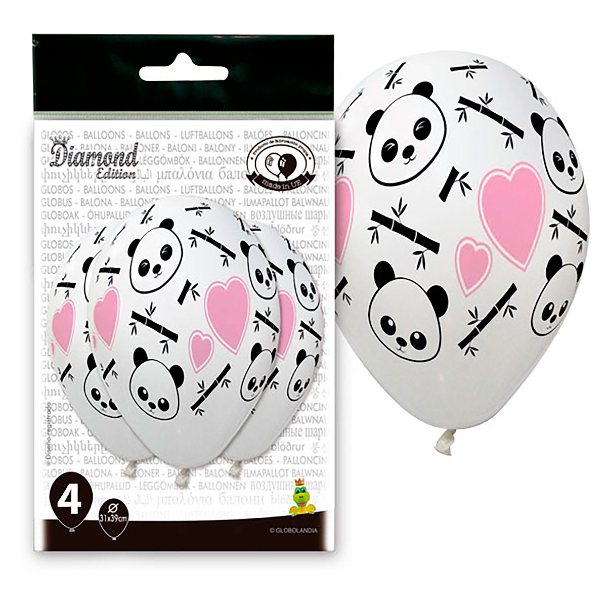 Globos Panda y Corazones Diamond Edition