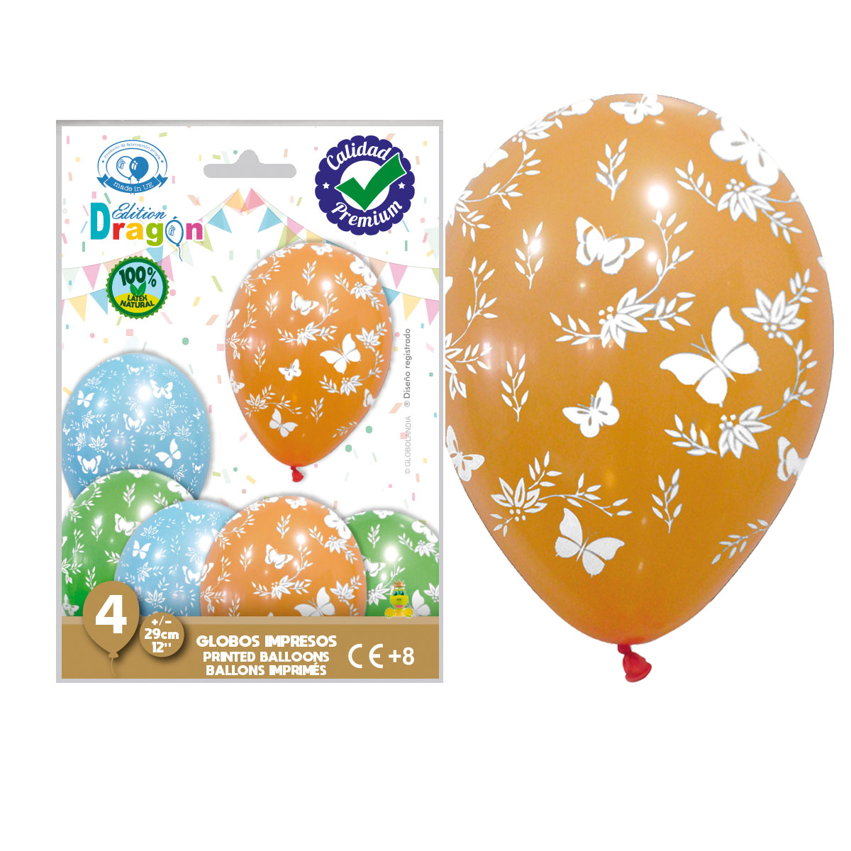 Globos látex mariposas mix colores 12 pulgadas