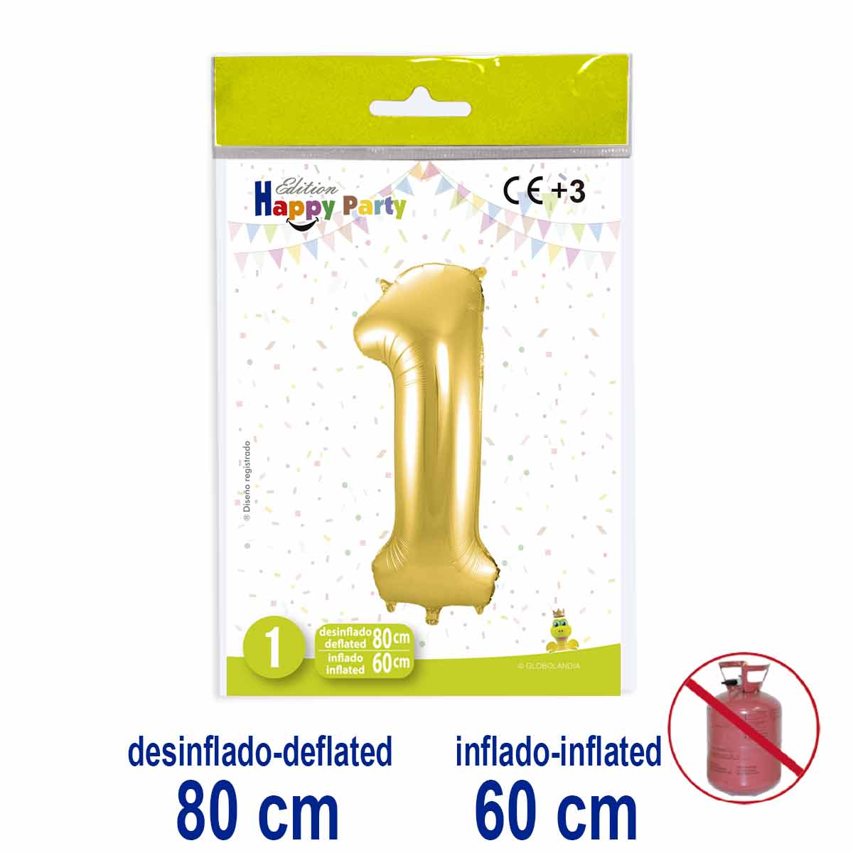 Globo Número 1 Foil Color Oro 80/60 cm